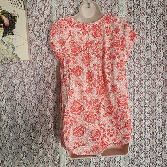 NWT Faded Glory pink white floral print peasant blouse size medium - Picture 7 of 10